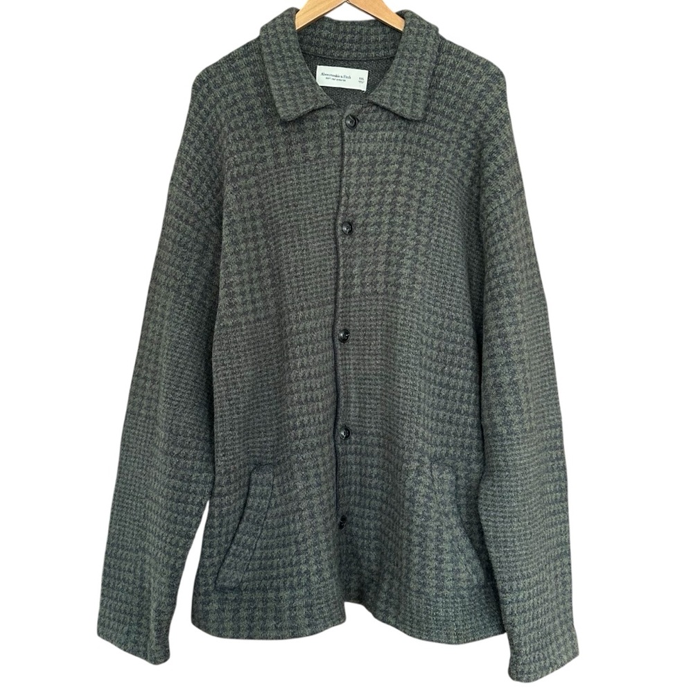 Abercrombie Soft A&F Houndstooth Knit Sweater Shacket Size XXL Preppy Old Money